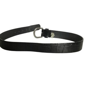 Fossil Womens Solid Black Silver Buckle Adjustable Formal Leather Belt‎ Size S